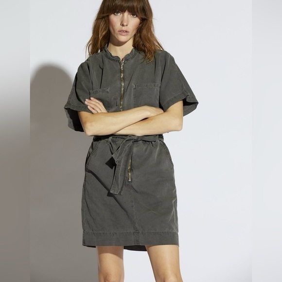 NSF Dresses & Skirts - NSF Polly Zip Dress Cotton Pigment Black Denim Casual Women’s Streetwear 0